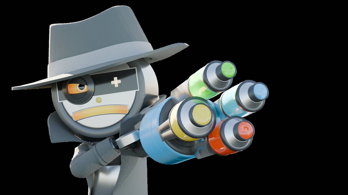 fiatasso's tweet photo. gave him his arm paint gun thing. i also wanted to test rendering with a transparent background
#mechamato #paintasso #blender3d https://t.co/tgrrBdJOjf