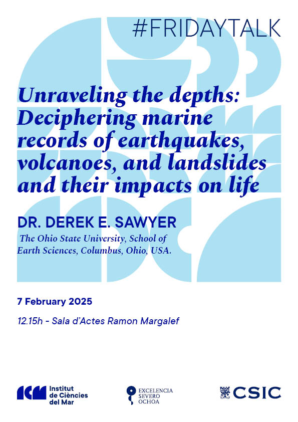 ICMCSIC's tweet photo. 🔶I #FridayTalk I🔶

🌋 Do not miss the following #FridayTalk "Unraveling the depths: Deciphering marine records of earthquakes, volcanoes, and landslides and their impacts on life", by Dr. Derek E. Sawyer from @osuearthscience 

📍 7 February, 12:15h

🔗https://t.co/3E09yVedST https://t.co/zWhmKeY2Mg