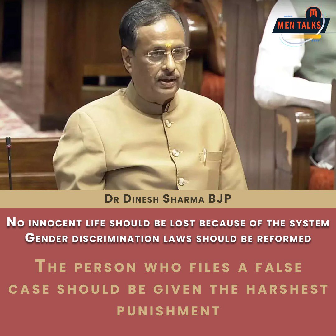 roopenshu's tweet photo. Heartfelt gratitude to Hon'ble MP Dr. Dinesh Sharma for raising the crucial issue of men's rights in Parliament today and advocating for strict punishment against those filing false cases. 

A much-needed step towards ensuring justice and fairness in our legal system. 
@drdineshbjp 
🙏

#MensRights #JusticeForMen 
#ThankyouDrDinesh