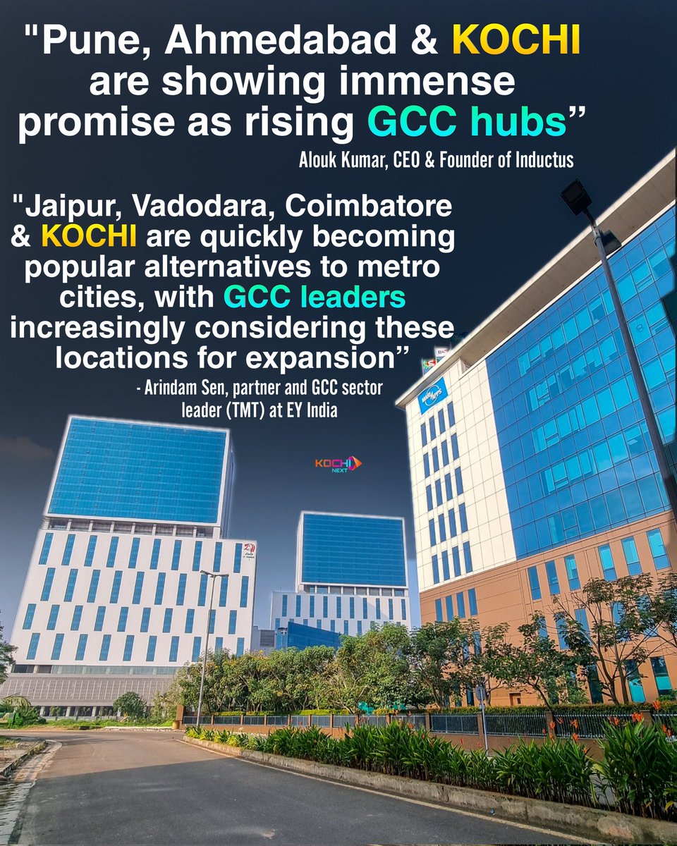 KochiNext's tweet photo. Cities like #KOCHI, #Pune , #Ahmedabad, #Jaipur, #Coimbatore, #Vadodara are attracting a lot of GCCs, as per industry experts π
With the new #GCCFramework announced, things will get even better for these cities
Kerala is also pursuing the formation of a GCC policy too https://t.co/rNqXfnL7IL