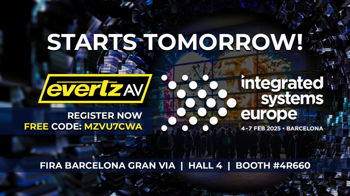 EvertzAV will attend #ISE2025 in Barcelona (Feb 4-7), showcasing NUCLEUS, MMA10G, NEXX, XPS, BRAVO Studio, and Studer Audio. 

Don’t miss it at our booth #4R660 in Hall 4. ISE 2025 starts tomorrow; we hope to see you there!