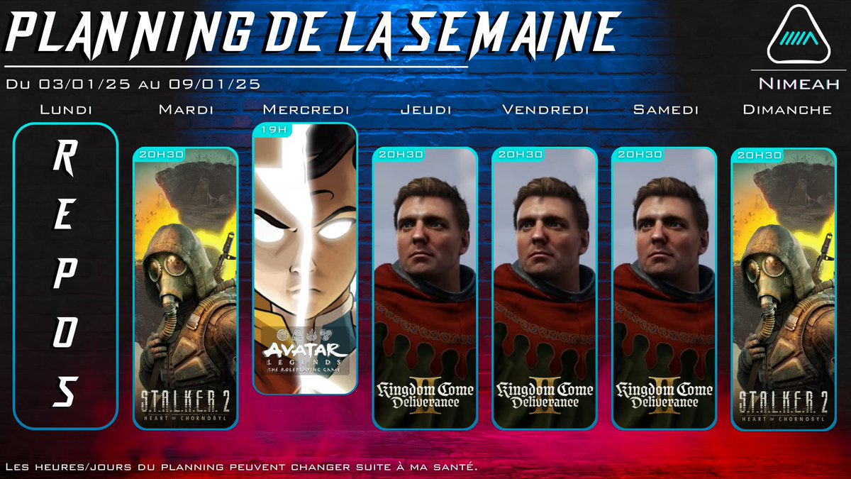 Après 1 mois de grippe A de ses morts ! Je reviendu !

Du #STALKER2 et Kingdom Come Deliverance II !

Reprise du JDR aussi avec Avatar Legends chez <a href="/lubu_wei/">Lubuwei</a> avec nos superbes <a href="/France_Louve/">📝 France Louve 🐺</a> <a href="/Kiro_S_Terashii/">Kiro S. Terashii</a> et JackChiwac !

Saféplézir/20

Bonne semaine !