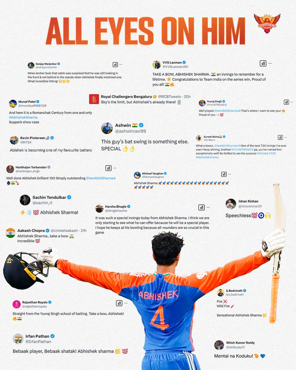 SunRisers's tweet photo. A performance worth every applause 💯

You've earned it 🔥

#PlayWithFire | #INDvENG https://t.co/4vJViRirNi