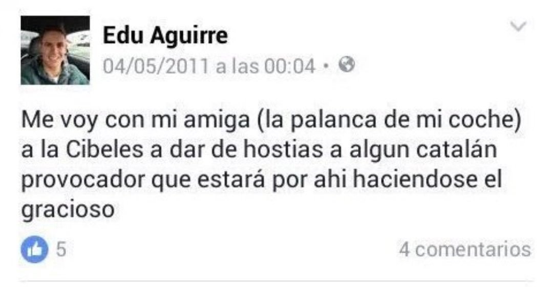 FonsiLoaiza's tweet photo. Este es el "periodista" Edu Aguirre, amigo íntimo de CR7. Trabaja en el Chiringuito de Pedrerol y fue enchufado como comentarista en la Liga y ahora Ferreras le ha puesto un programa en La Sexta. Esto decía de los catalanes cuando empezó en el "periodismo". https://t.co/uC51hv76Ta