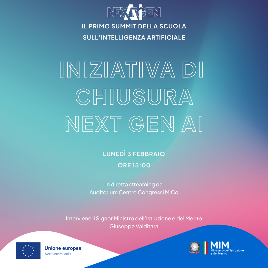 MIsocialTW's tweet photo. #NextGenerationAI Summit, il primo grande evento nazionale sull’Intelligenza Artificiale nel mondo della #scuola, si svolge fino a oggi a Milano.
Alle ore 15 interviene il Ministro @G_Valditara.
Qui potete seguire la diretta ▶️ https://t.co/x7GNW39veo https://t.co/jIpmN7mzGL