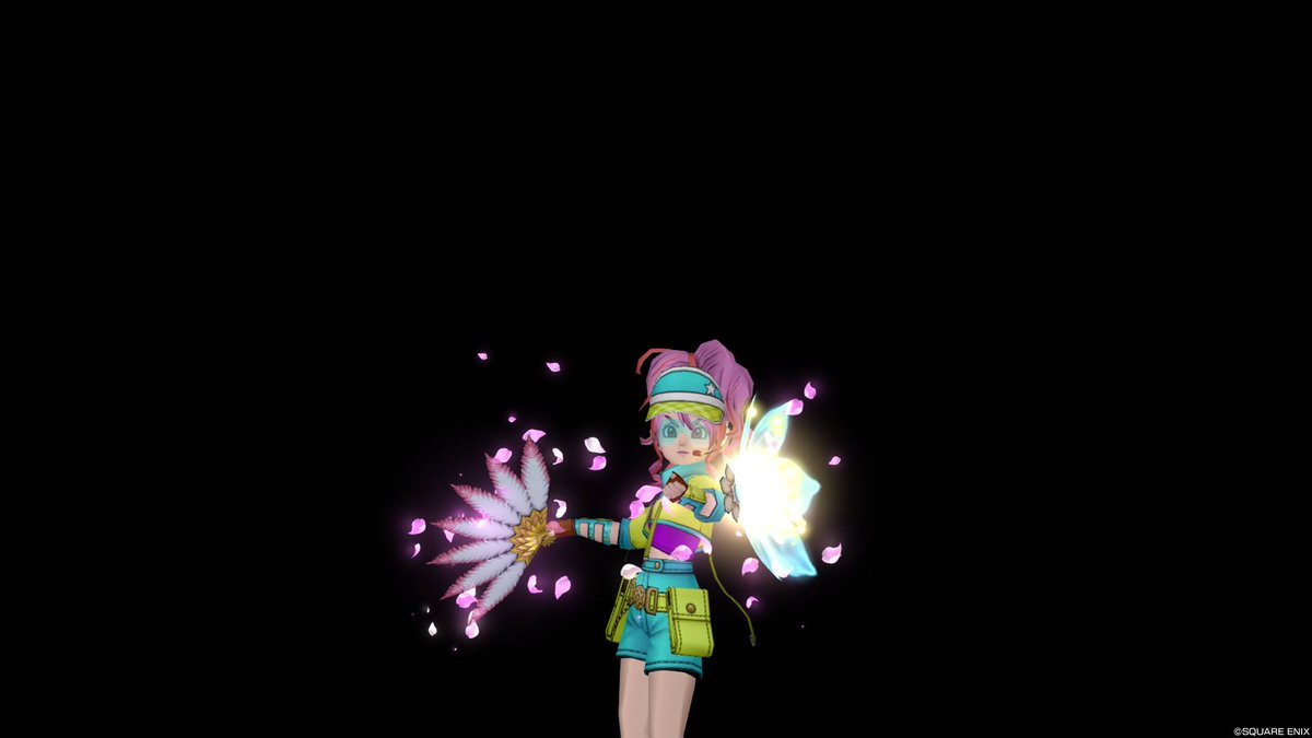 sin_jimiko's tweet photo. とりあえず悩みに悩んで花びらにしましたよ～
一枚目は武器展開時に一番花びらが広がる瞬間です
二枚目はその後の通常状態です
直接見たい方は扇旅芸人サポのじみこをヨロシクです（PR）
#DQ10 https://t.co/VdqGYFXRRx