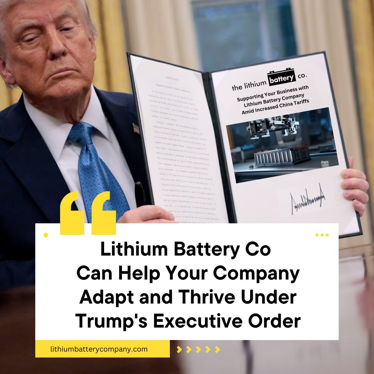LithiumCo's tweet photo. 🚀 Breaking News! 🚀

Lithium Battery Company is bringing lithium battery pack manufacturing to the USA! 🇺🇸 We're here to support businesses affected by increased tariffs on Chinese imports.

🔋 High-quality, cost-efficient solutions
🔋 Stable, reliable supply chain https://t.co/jHI4p7touy