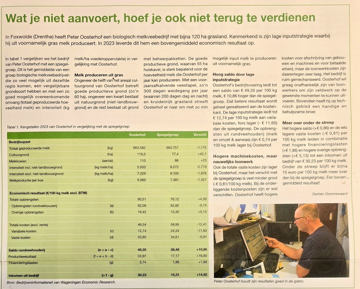 De markt voor bio is in NL nogal stroef. Voor diegenen met aansluiting bij die markt kan het goed boeren zijn. Peter Oosterhof geeft inzicht in zijn bedrijfsresultaten en financiën.