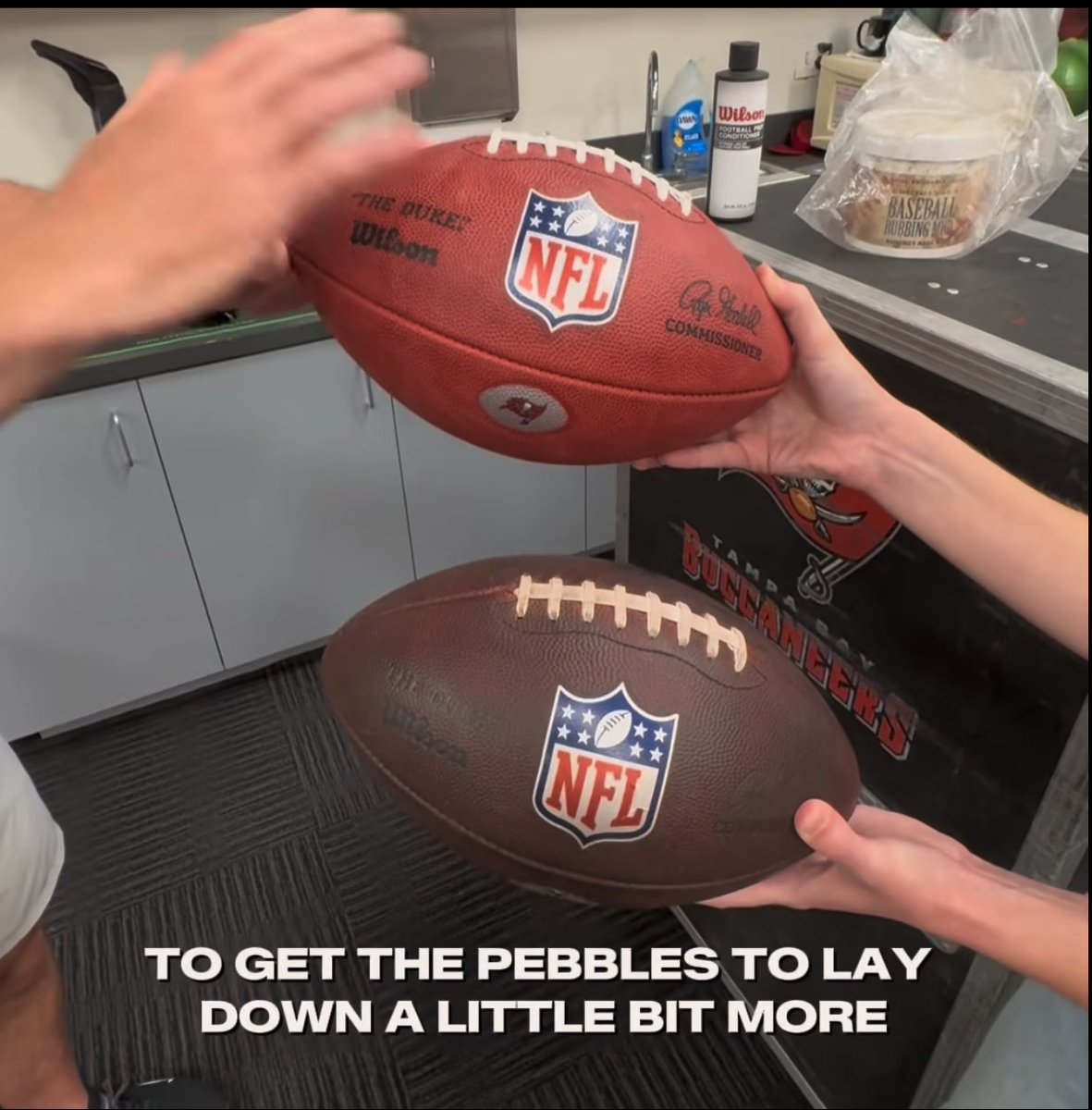 cutters79's tweet photo. "Hey, we really need to increase offensive production."

"I've got it: let's make the game ball really dark so it's hard to see and catch!"

"Done!" https://t.co/pMdHhXAwCY