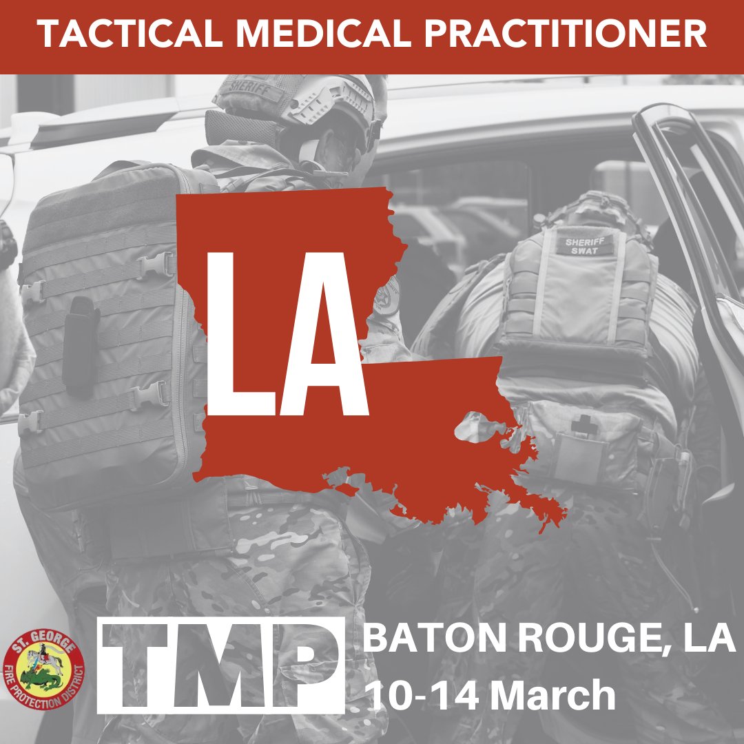 SOARescue's tweet photo. TMP in Baton Rouge, LA starts in 5 weeks! We have some open seats. Last TMP class before NREMT recent hours are due... https://t.co/wW1bsslv7o