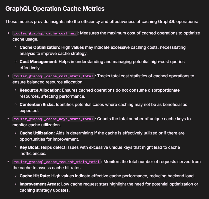wundergraphcom's tweet image. Hot take: #Observability is key to ensuring performance, but managing #metrics can be challenging.
💡 At #WunderGraph, we utilize  #PrometheusMetrics for real-time monitoring, optimized #PromQL queries, anomaly detection & seamless #Grafana integration.
cosmo-docs.wundergraph.com/router/metrics…