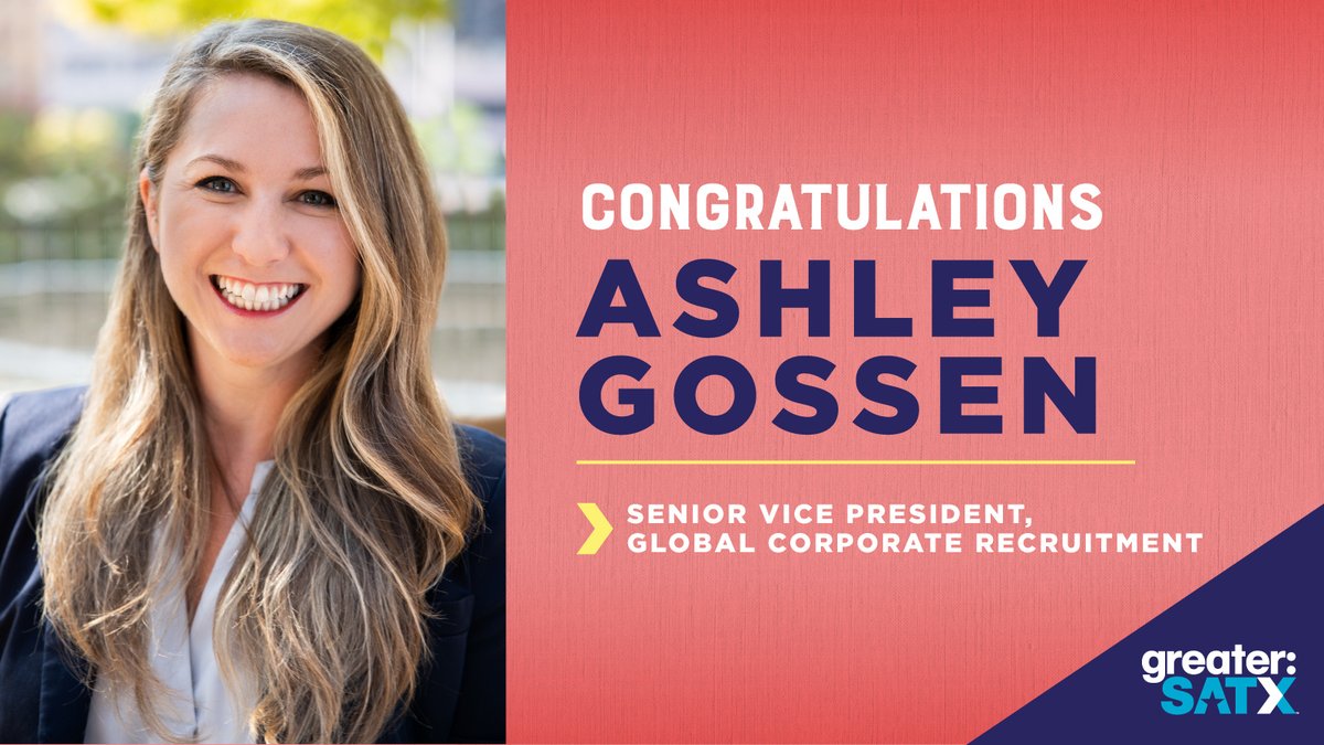 greater:SATX (@greater_satx) on Twitter photo Huge congratulations to our very own Ashley Gossen for being named a #40Under40 honoree by the <a href="/SABizJournal/">San Antonio Business Journal</a>!
Ashley plays a key role in bringing high-quality jobs to San Antonio and is making a lasting impact on SATX.
Proud to celebrate Ashley and all the honorees! 👏 Huge congratulations to our very own Ashley Gossen for being named a #40Under40 honoree by the <a href="/SABizJournal/">San Antonio Business Journal</a>!
Ashley plays a key role in bringing high-quality jobs to San Antonio and is making a lasting impact on SATX.
Proud to celebrate Ashley and all the honorees! 👏