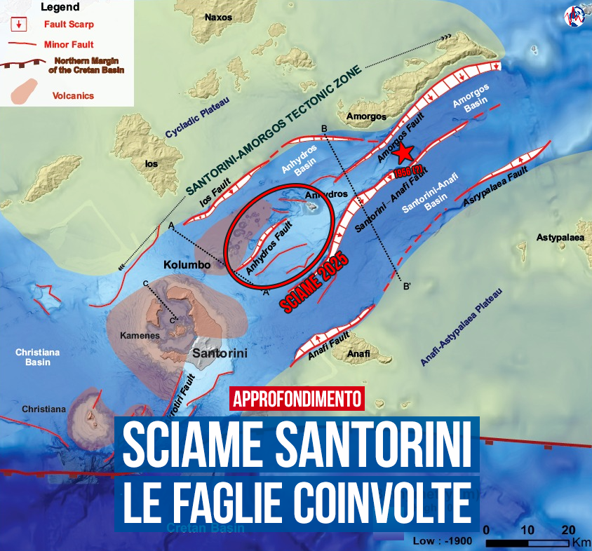 mondoterremoti's tweet photo. Su Facebook abbiamo appena pubblicato un lungo approfondimento sulle possibili faglie coinvolte nell'attuale sciame sismico di #Santorini-Anydros, in Grecia. L'evento più rilevante avvenuto nell'area è quello di magnitudo stimata tra 7.2 e 7.8 nel 1956. Andate a leggerlo! 🙏🏻 https://t.co/UZyOpakYKr