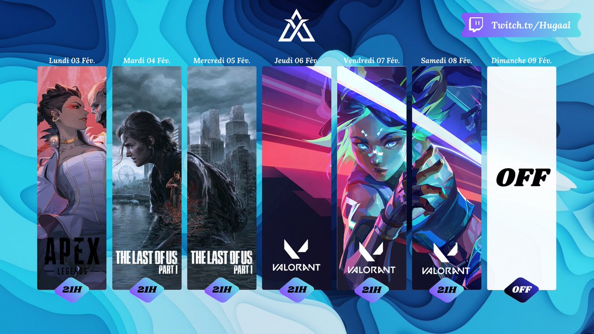 ffhugal's tweet photo. Avec un peu de retard, je vous poste le planning de cette semaine et ça commence directement ce soir avec un petit stream sur Apex Legends 
https://t.co/jLSUmMwm43 https://t.co/qS9nh9oaH3