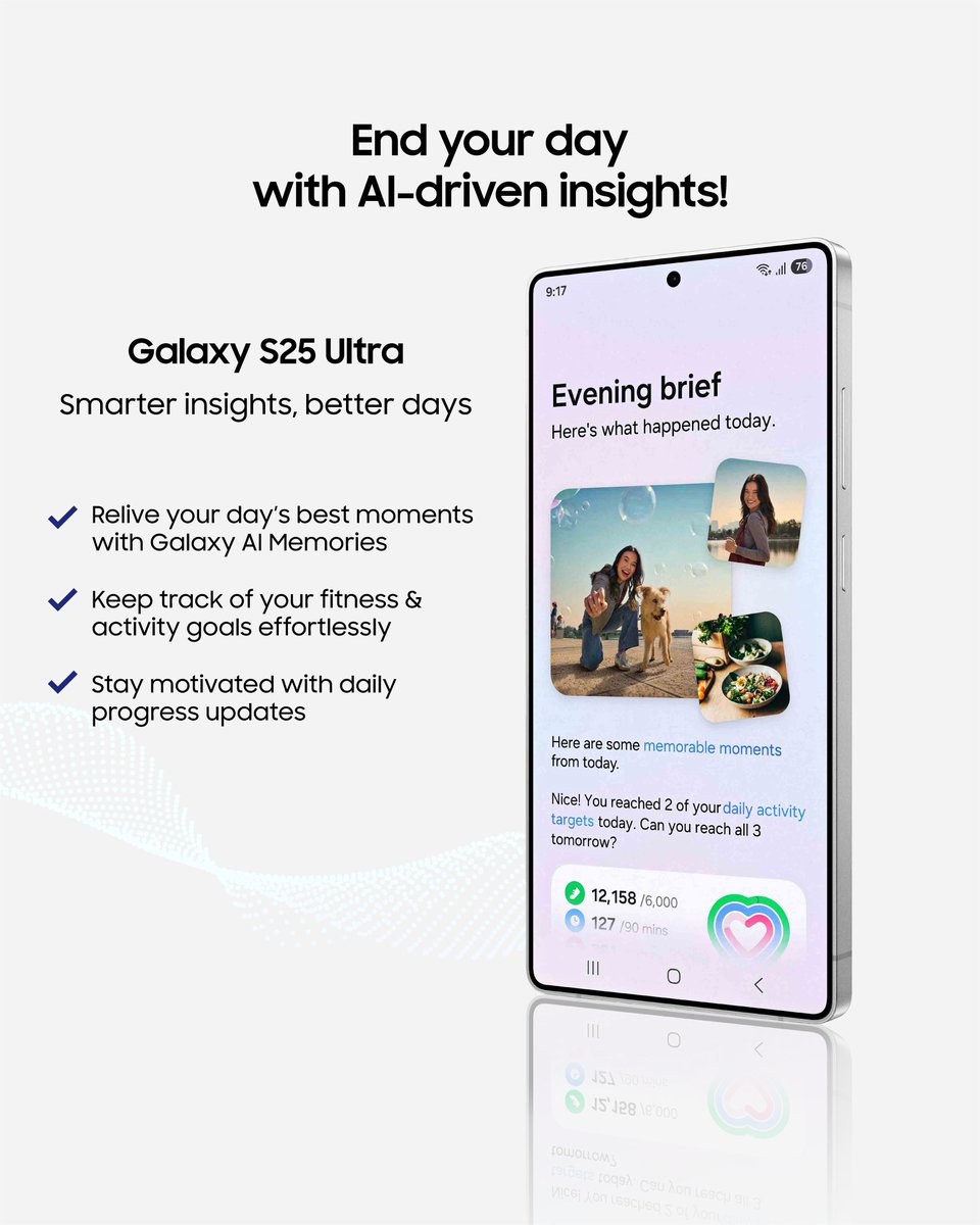 HarmanHouseME's tweet photo. 💡 Stay informed, stay ahead! With the Galaxy S25 Ultra, your day is powered by Galaxy AI for smarter mornings, productive afternoons, and reflective evenings. 🌅🚀 

Pre-Order now: https://t.co/Ri7MFskPbM https://t.co/gbVjyojBFR