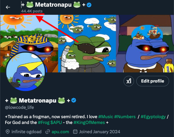 lowcode_life's tweet photo. $APU frens !!!! It has been a long road of shid posting with you but I finally made it !!!
444 Let's Go !!!
#Crypto #Frogposting 4 God & the #Community https://t.co/9KCrzMChag