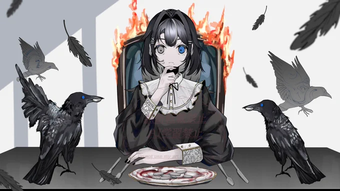 うけばこ様 新曲「銀貨とカラスと食事時 / 可不」MVイラストを担当させていただきましたよろしくお願い致します! 