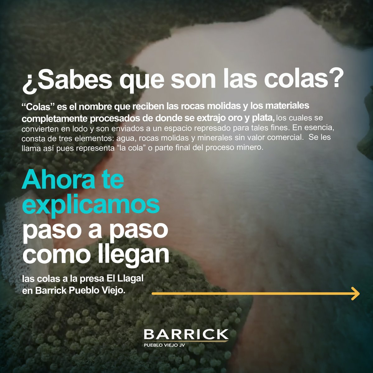 BarrickRD's tweet photo. ¿Sabes qué es una presa de colas?

#BarrickRD
#BarrickPuebloViejo
#UnLugarDeValor
#PresadeColas
#MineríaResponsable https://t.co/0SReXig00X
