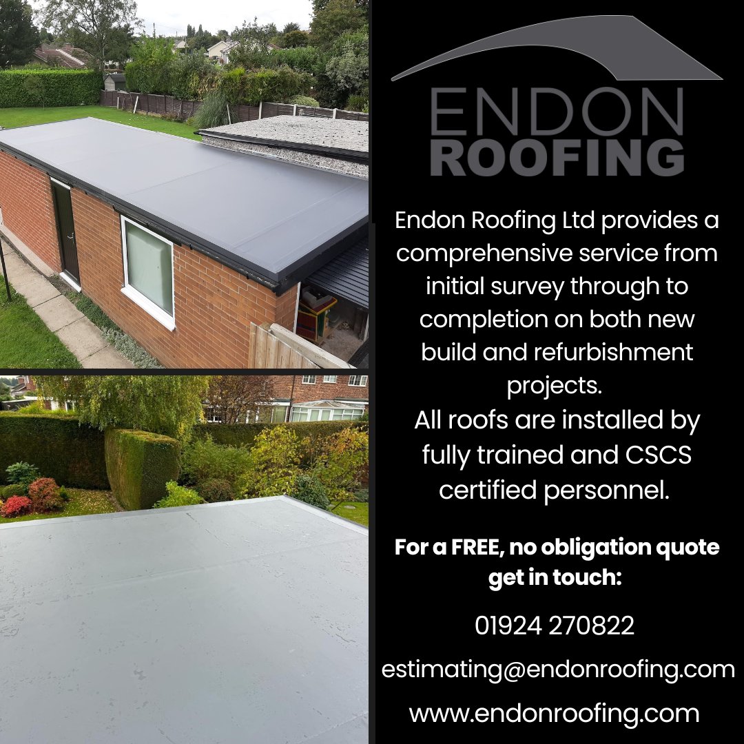 CONTACT US
CALL: 01924 270822
EMAIL: estimating@endonroofing.com
VISIT: endonroofing.com
#flatroof #roofing #roof#greenroof #roofer #roofs #roofingcontractor #roofingcontractors #roofers #construction #newroof #roofingcompany #rooftop #contractor