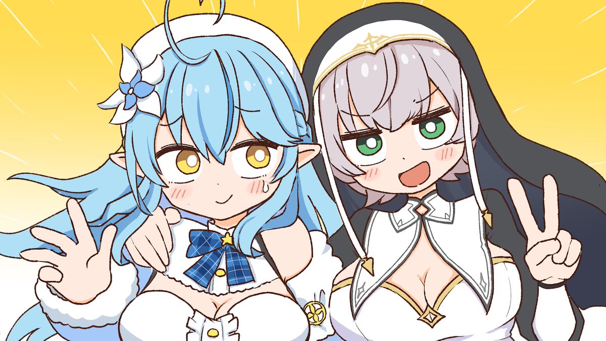 白銀ノエル 「ラミィに怒られそうな物真似をする団長 #ノエラート」|あおつきのイラスト