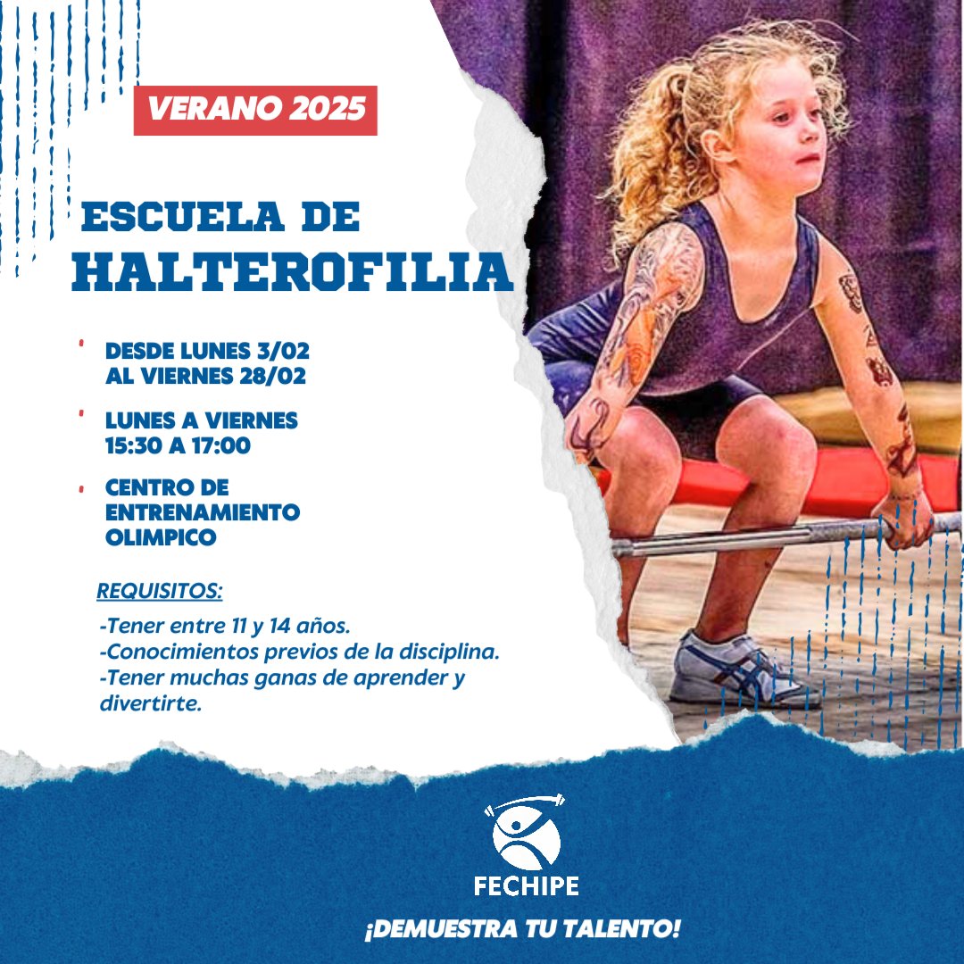 fechipe_chile's tweet photo. ESCUELA DE VERANO 🏖🌞🏋🏽‍♂️🏋🏻‍♀️

Ya se encuentran las Inscripciones abiertas para la Escuela de Levantamiento de Pesas 2025 con el Entrenador Nacional de Levantamientode Pesas. https://t.co/k8vIap6StI
