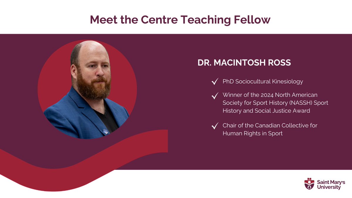 mccainmcleanctr's tweet photo. Join us in welcoming Scott McCain &amp; Leslie McLean Centre for Sport, Business and Health’s Teaching Fellow, Dr. Macintosh Ross!

For more information about Dr. Macintosh Ross, check out our website https://t.co/kM4rsveRVU https://t.co/GG8PkbOoH7