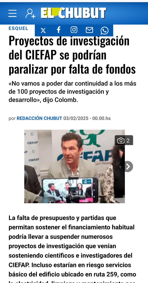 PjHcde's tweet photo. El @Ciefap_ en riesgo por falta financiamiento de @innovacionar y @ambientenaci, perjudicando investigación p/ #incendiosforestales o #interesase, hasta el apoyo a industrias forestales.

Presentamos, a fin 2024, un Declaración, como lo hiciera el @trevelinhcd y @LegisdelChubut https://t.co/acOUvumSB5