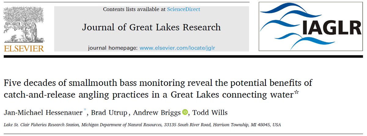 🚨NEW PAPER ALERT🚨

As #CatchAndRelease for #SmallmouthBass has become more prevalent, mortality has decreased and size structure has improved (MORE BIG FISH!) in Lake St. Clair.  🎣

#GreatLakes #GreatLakesSci #LakeStClair #Bass #Fishing