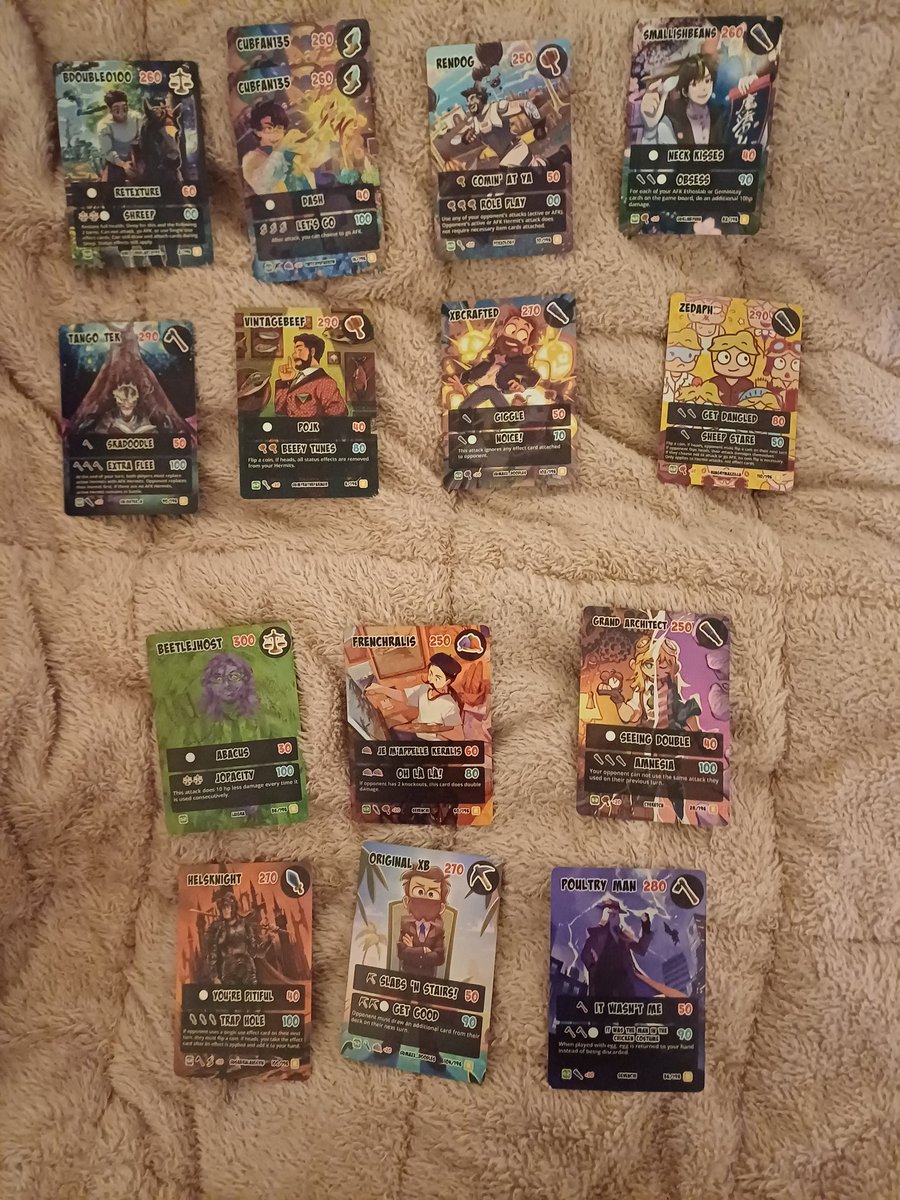 Mibblife's tweet photo. Hermitcraft TCG haul!! Can't believe I got a signed Jevin, False AND Hypno, crazy luck https://t.co/Oj0ADWT6n0