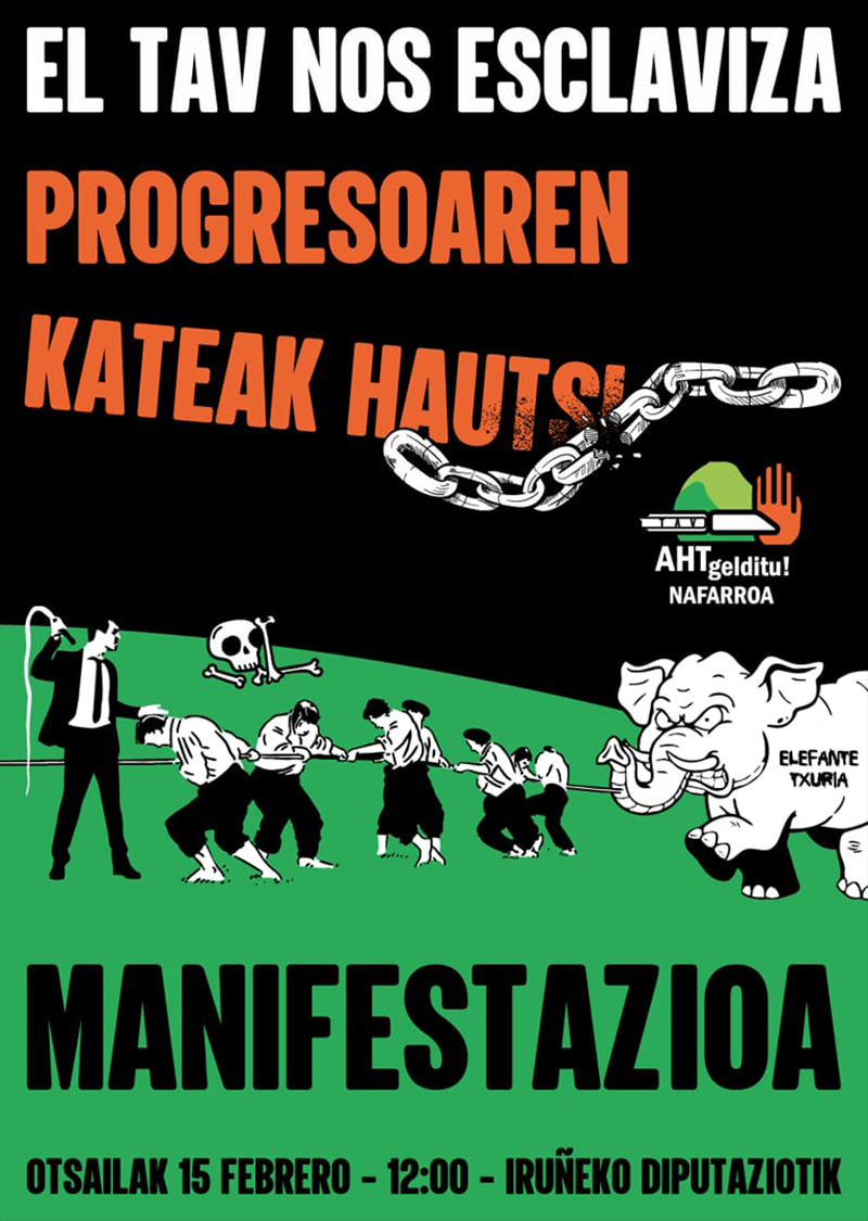ESKsindikatua's tweet photo. AHT gelditzea eskatzen dugu berriro, ekologikoki eta ekonomikoki jasanezina delako, lan-eskubideak ez errespetatzeagatik, ustelkeria-iturri izateagatik eta mugikortasunaren arazoa ez konpontzeagatik.
Otsailaren 15ean manifestazioa Iruñean.
▶️ https://t.co/o8ULLvZv0B
#AHTgelditu https://t.co/n2MNE6dioN