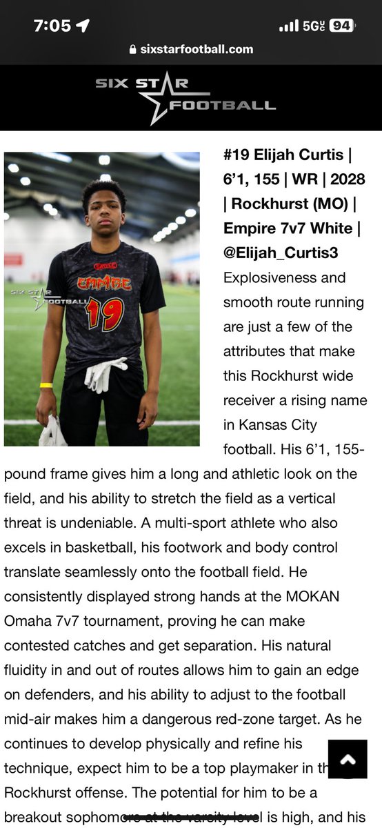 Thank you <a href="/sixstarfootball/">Six Star Football | PLUS+</a> for the write up.<a href="/RockhurstFB/">Rockhurst Hawklets Football</a>