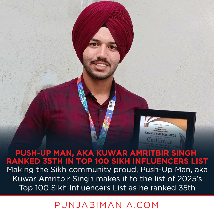 punjabi_mania's tweet photo. #PushUpMan, aka #KuwarAmritbirSingh ranked 35th in #Top100SikhInfluencersList
#SikhInfluencer #Sikh https://t.co/YluSOscZ2C