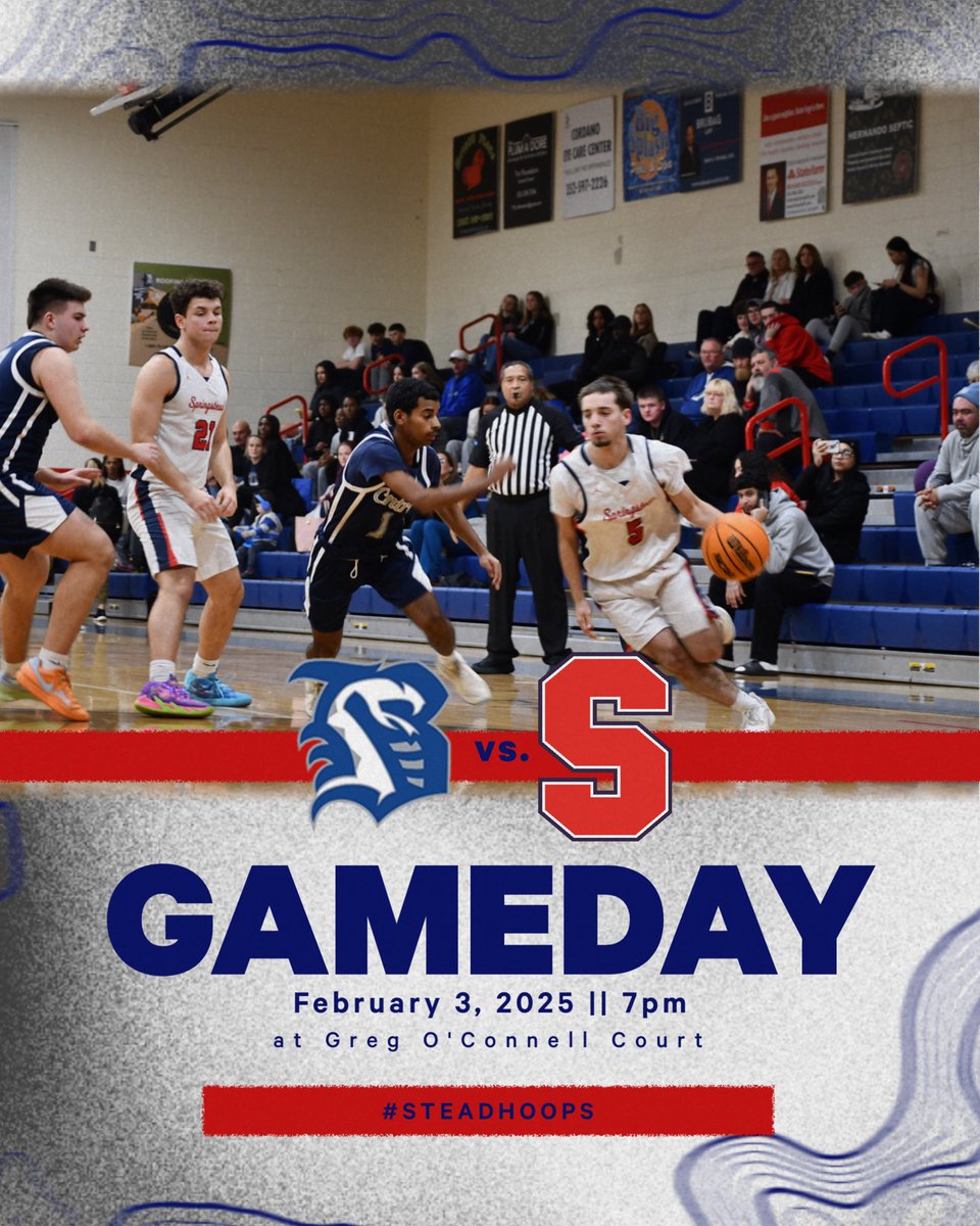 Springstead Boys Basketball (@steadhoops) on Twitter photo GAME DAY!!! Round 1 of the <a href="/FHSAA/">FHSAA</a> District 5A-5 Playoffs start tonight with your <a href="/steadhoops/">Springstead Boys Basketball</a> taking on <a href="/BelleviewBball/">Belleview Basketball</a> - It’s win or go home time. Game tips at 7pm. Come out and support. @springstead_ath #steadhoops GAME DAY!!! Round 1 of the <a href="/FHSAA/">FHSAA</a> District 5A-5 Playoffs start tonight with your <a href="/steadhoops/">Springstead Boys Basketball</a> taking on <a href="/BelleviewBball/">Belleview Basketball</a> - It’s win or go home time. Game tips at 7pm. Come out and support. @springstead_ath #steadhoops