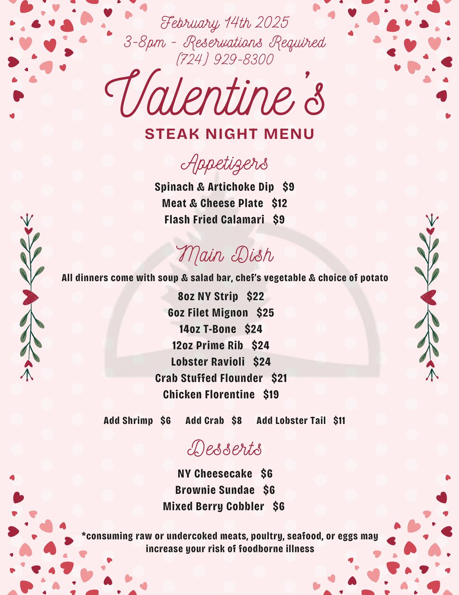 CedarbrookGCPA's tweet photo. Join us for a Valentine's steak night at Cedarbrook Golf Course.  Be sure to book your table early. https://t.co/ty7tVUYQ7I