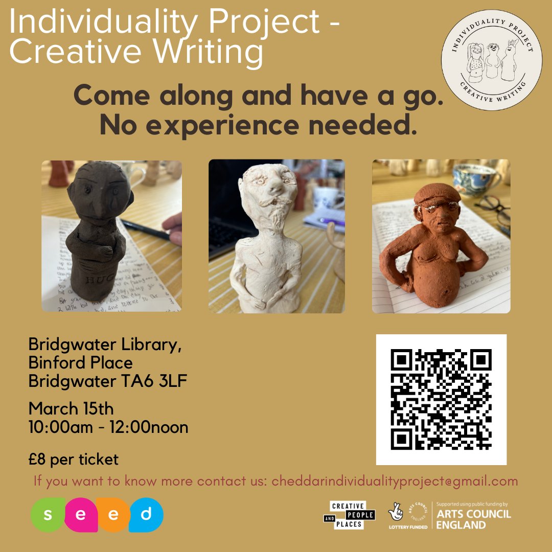 New Creative Writing Workshop date released in Bridgwater.
March 15th at 10am. 
Come and express yourself through the power of writing.