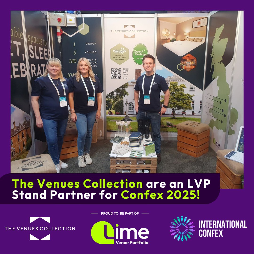 ✨@thevenuescollec are joining us a stand partner on the Lime Venue Portfolio stand at Confex!✨

Come and visit our stand (F15C) to meet The Venues Collection team. Find out more about TVC here: bit.ly/3Q2LSWf

#seeyouatconfex #eventprofs @intlconfex