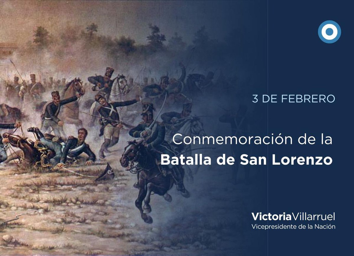 VickyVillarruel's tweet photo. Hoy conmemoramos el 212 Aniversario de la Batalla de San Lorenzo, en la provincia de Santa Fe.  El 3 de febrero de 1813 el entonces Cnl San Martín al mando del Regimiento de Granaderos a Caballo repelió el ataque de los españoles en la ribera del Paraná.

Desde el Convento de San Carlos Borromeo divisaron a los realistas desembarcando para aprovisionarse por el sitio de Montevideo. Con una estrategia militar impecable los rodearon y vencieron. Este fue el bautismo de sangre de los Granaderos a Caballo y un paso inmenso hacia la conquista de la libertad.

Gratitud eterna a los héroes de San Lorenzo, el Cnl San Martín, Hipólito Bouchard, el Capellán Navarro, el Cap. Bermudez, el Tte Díaz Vélez, el granadero Baigorria y el correntino y héroe nacional Juan Bautista Cabral! ¡Todo por Argentina! 🇦🇷