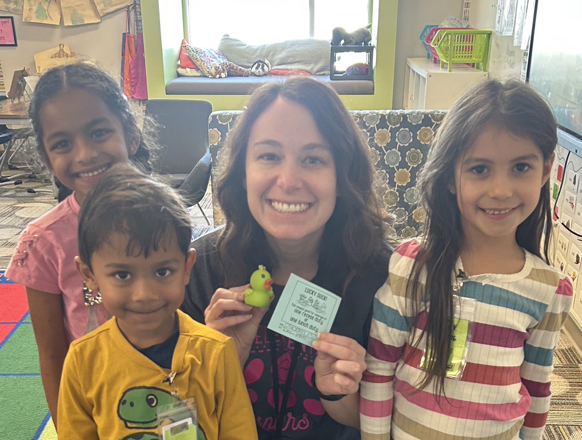 A HUGE congrats to GK and <a href="/LeeGreenKinder/">Miss Osborn</a> for earning their Lucky Duck Award! Their attendance was so good that even actual ducks are jealous! 👏🏼🦆💚