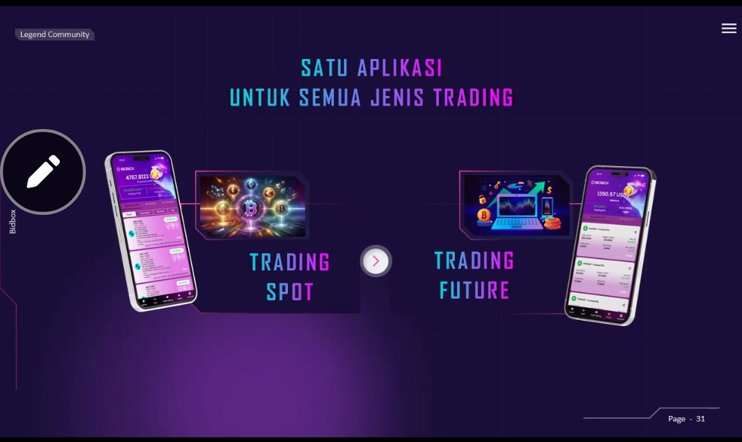 HadiCirebon2's tweet photo. 2 Jenis trading di Bidbox 
Spot dan Future 

#tradingfuture #tradingcrypto #ai #bot #cuan #antimc #financial https://t.co/Azu5FvY06d