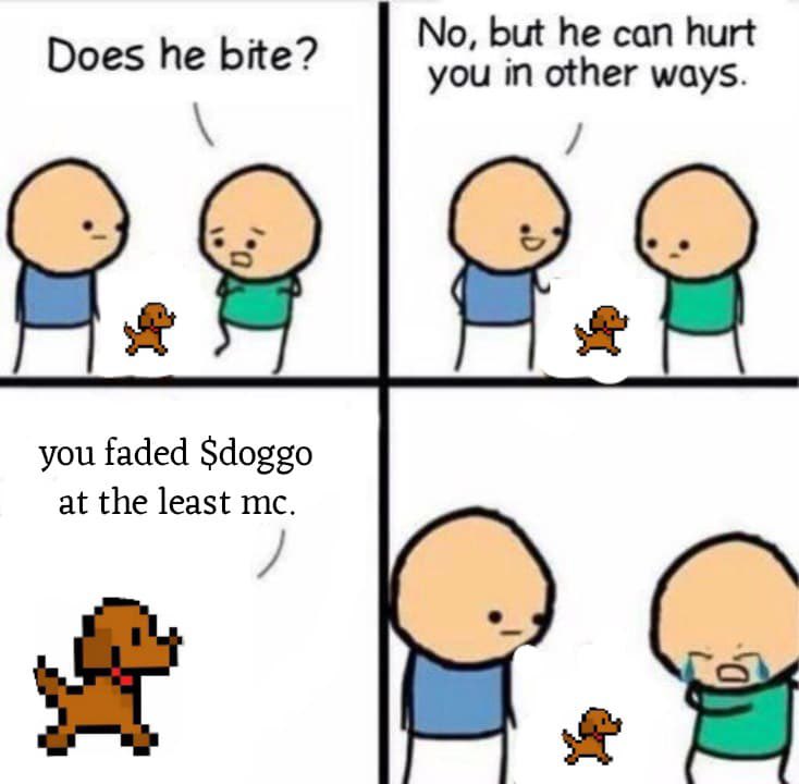 DoggoEncrypted's tweet photo. This is for you who keeps fading $Doggo at the least mc. Hope you cope ! https://t.co/xjSqe4QJnW