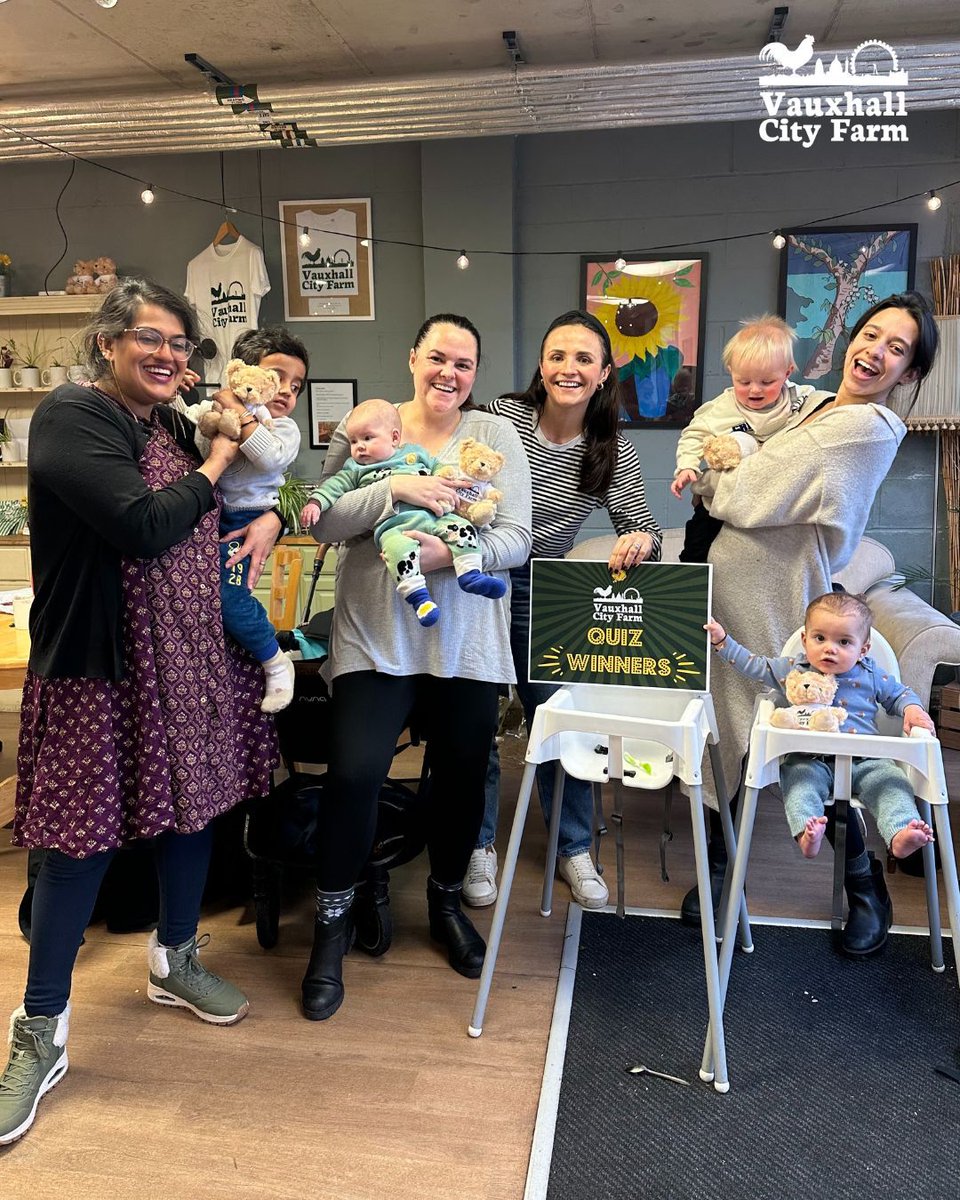 This could be you! Smiles all round for the winners of our parent and baby quiz. Join us on Wednesday's for a cuppa and super fun quiz. Tickets include entry to The Farm as well as the chance to win some fab prizes.

Book your place here: vauxhallcityfarm.org/events/parent-…