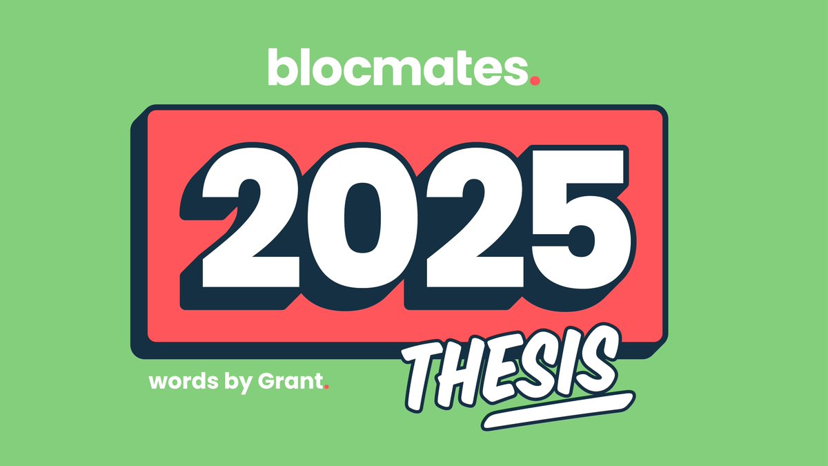 blocmates. (@blocmatesdotcom) on Twitter photo You may think we're insane for publishing this today, but this industry has much to look forward to in 2025, and we'll prove it.
Here's <a href="/Grantblocmates/">Grant blocmates</a>' thesis, at last.
📰: blocmates.com/articles/the-b… You may think we're insane for publishing this today, but this industry has much to look forward to in 2025, and we'll prove it.
Here's <a href="/Grantblocmates/">Grant blocmates</a>' thesis, at last.
📰: blocmates.com/articles/the-b…