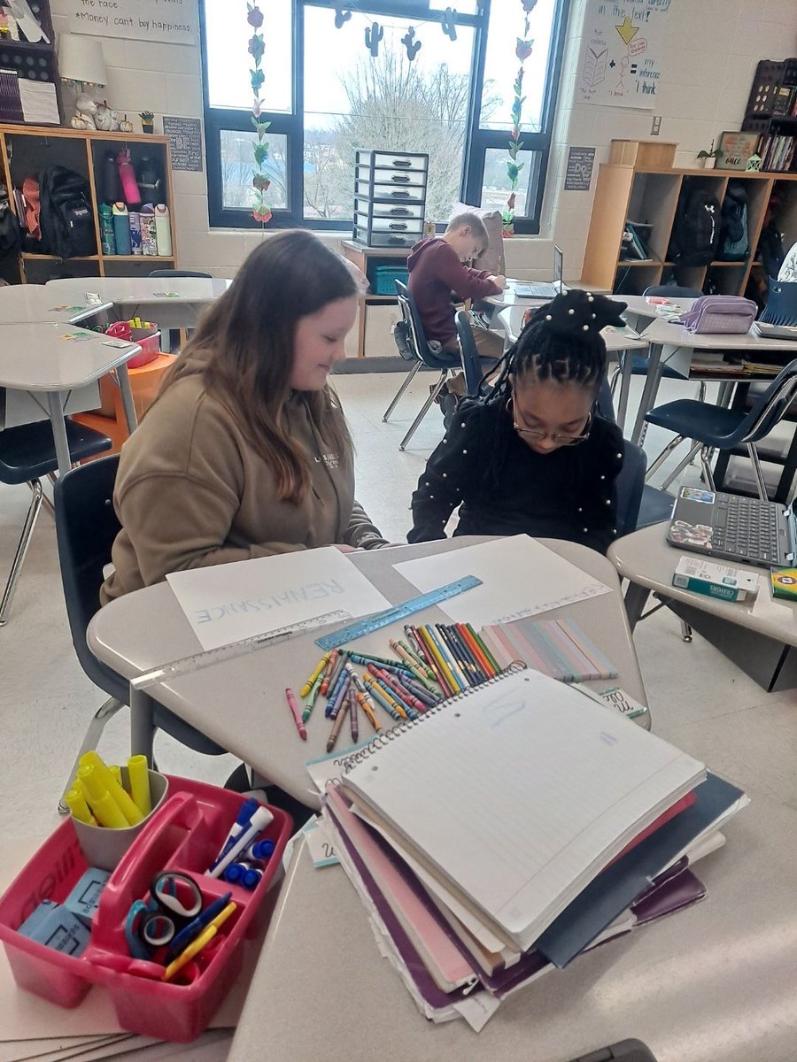 We were wrapping up our Renaissance Unit and creating posters to show what we have learned. Some of them even took the challenge to "paint like Michaelangelo" and experience some of the challenges he faced when painting the Sistine Chapel ceiling. #5grade #engagement