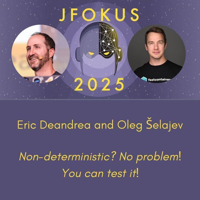 edeandrea's tweet image. Attending @Jfokus and looking for a good session? Join @shelajev and myself Feb 4 at 11:00 in Room C1 to learn how to #test #ai and #nondeterministic systems!

@quarkusio @testcontainers @docker

buff.ly/413kyOr