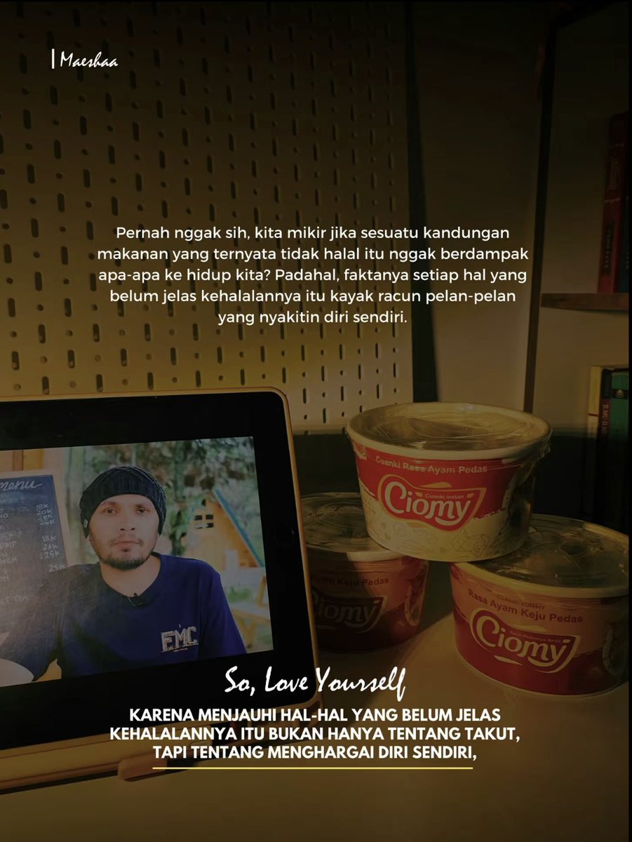 CiomyOfficial's tweet photo. Halal itu ternyata sepenting itu yah?! Yuk sobat bisa mulai dari diri kitaa duluu🤩😇
#ciomy #ciomyofficial #cuankiciomy #halalhidup https://t.co/A014zjJlrc