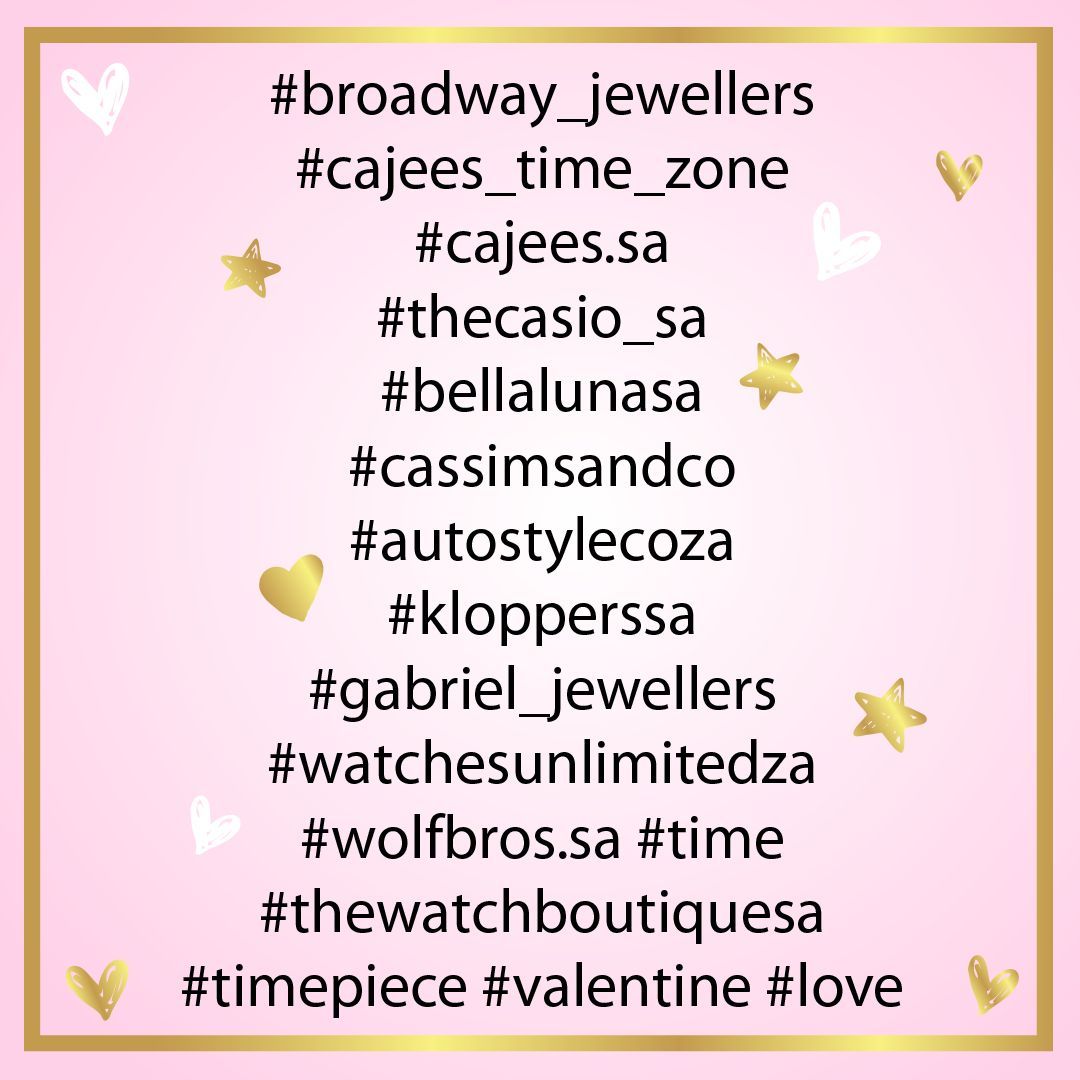 CasioSA's tweet photo. Like and follow us on any of our SM pages and inbox us an image of your favourite Casio watch, taken at one of our retail partners tagged below. The competition run from 3 February to 13 February 2025.

#thecasiosa #timepiece #valentine #love https://t.co/ohUwU5rYKZ