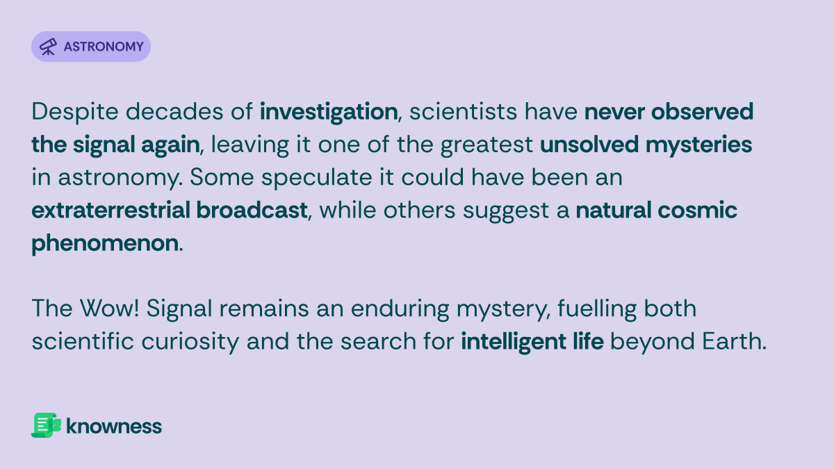 knownessapp's tweet image. #Astronomy #Physics #WowSignal #SpaceMystery #SETI #ExtraterrestrialLife #UnsolvedMystery #DeepSpace #AstronomyLovers #CosmicSignals #AlienBroadcast #Science #Enigma #InterstellarWonder #Study #Knowledge #Education