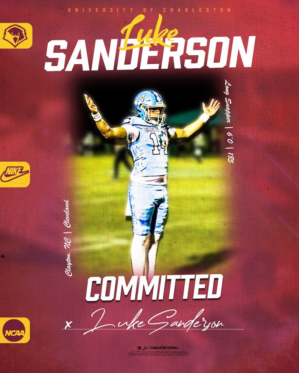 Luke Sanderson (@lukesanderson04) on Twitter photo I am blessed to announce my commitment to <a href="/UCWV_Football/">University of Charleston Football</a>.
<a href="/TimMccutchen/">Tim McCutchen</a> <a href="/CoachHBecker/">Hunter Becker</a> <a href="/coachtesch/">Michael Tesch</a> <a href="/TheChrisRubio/">Rubio Long Snapping®</a> <a href="/AdamBooker919/">Adam Booker</a> <a href="/brendanshoaf_/">Brendan Shoaf</a> <a href="/WinsteadBrock/">Brock Winstead</a> <a href="/cvhsftbl/">Cleveland Football</a> <a href="/SpecialTeamsU/">Special Teams U™</a> I am blessed to announce my commitment to <a href="/UCWV_Football/">University of Charleston Football</a>.
<a href="/TimMccutchen/">Tim McCutchen</a> <a href="/CoachHBecker/">Hunter Becker</a> <a href="/coachtesch/">Michael Tesch</a> <a href="/TheChrisRubio/">Rubio Long Snapping®</a> <a href="/AdamBooker919/">Adam Booker</a> <a href="/brendanshoaf_/">Brendan Shoaf</a> <a href="/WinsteadBrock/">Brock Winstead</a> <a href="/cvhsftbl/">Cleveland Football</a> <a href="/SpecialTeamsU/">Special Teams U™</a>