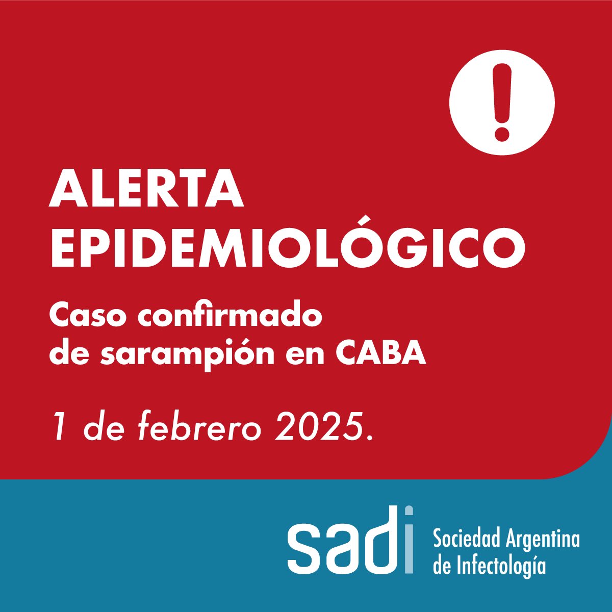SADI_arg's tweet photo. ⚠️ALERTA SARAMPIÓN.

👉🏻Hay un caso confirmado (importado) en CABA.

📌El sarampión es una enfermedad viral, eruptiva-febril de transmisión respiratoria y altamente contagiosa, que se disemina rápida y fácilmente de persona a persona. https://t.co/MIcn85RBLP