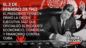 El 3 de febrero de 1962 el presidente John F. Kennedy oficializó el bloqueo de 🇺🇲 contra 🇨🇺,p pero esa política comenzó desde que nuestra #Revolución triunfante se les atravesó en sus ansias de explotación a los pueblos. #BloqueoGenocida #CubaVsBloqueo